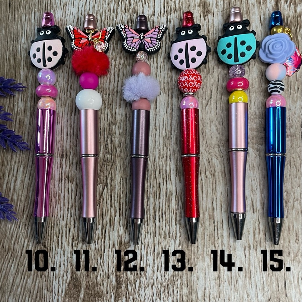 Handcrafted Butterfly Ladybug Pen Beaded Unique Artisan Gifts Office Accessories